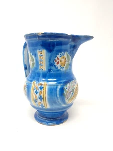 TALAVERA 7" Earthenware Pitcher 18th/19th c. Antique Spanish Majolica Faience - Picture 1 of 10
