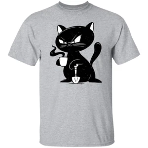 Camicia gatto nera, carina camicia da caffè gatto nero, camicia amante del gatto - Foto 1 di 4