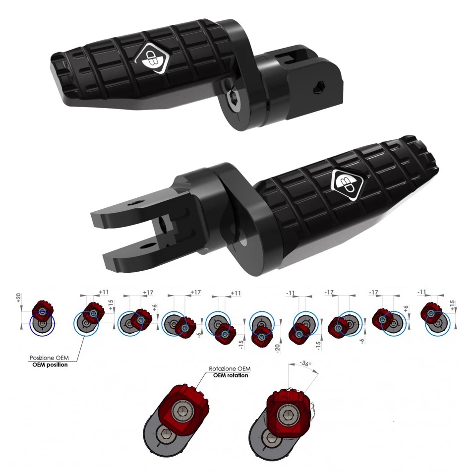Ducabike Ducati Adjustable Rider Footpegs Sport - Monster 1200/S 2014+ - Black - Изображение 1 из 1