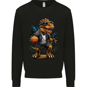 Basketball T-Rex Dinosaur Kids Sweatshirt Jumper - Picture 1 of 3