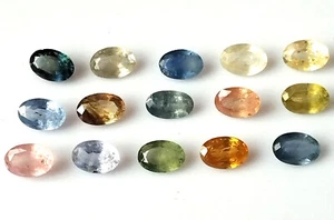 Multi Color Ceylon Sapphire 6X4 mm Oval Faceted Natural Unheated Stone 15 Piece - Picture 1 of 5