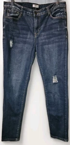 KENSIE Jeans Womens Size 12/31 Knockout Skinny Mid Rise Distressed Denim Stretch - Picture 1 of 7