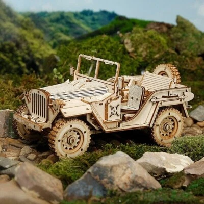 ROBOTIME 1:18 Wooden Model Army Field Car 3D Puzzle Building Toys for Adult kids - Image 1 of 4