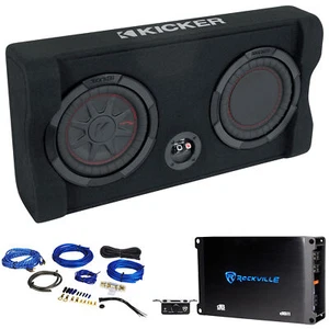 Kicker 48TRTP82 TRTP 8" Down Firing Subwoofer in Sub Enclosure+Amplifier+Amp Kit - Picture 1 of 10