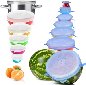 Reusable Premium Silicone Stretch & Seal Lids 14PCS Food Storage, Bowl Covers - Picture 1 of 11