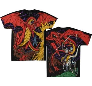 Fire Breathing Flying Dragon Knight Fantasy Fairy Tale White Horse T Shirt 31788 - Imagen 1 de 3