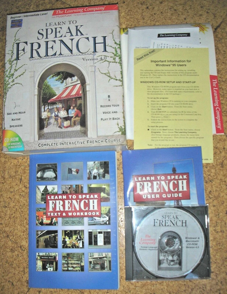 Vintage Learn to Speak French Course CD & Books for Windows 95, 3.1, & Macintosh - Image 1 of 3