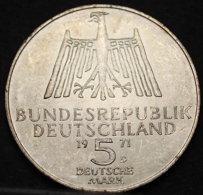 Germany 5 Mark, 1971D Gem Unc Silver~500th Anniversary Birth Of Albrecht Durer~ - Image 1 of 2