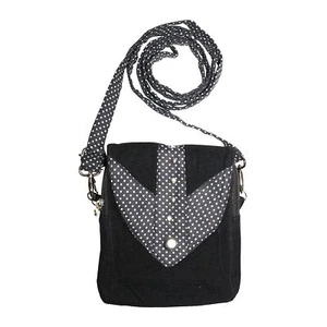 kompakte Umhängetasche schwarz weiss gepunktet Schultertasche - Picture 1 of 3