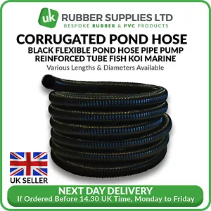 Black Corrugated Flexible Pond Hose Pipe Pump Pipe Flexi Tube Fish Koi NEXT DAY - Picture 1 of 7