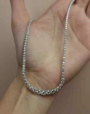 20Ct Round Lab Created Graduated Diamond 16" Tennis Necklace 14K White Gold Over - Image 1 of 4
