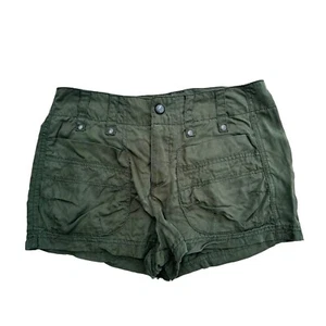 Free People Mini Shorts Khaki Green Size 2 pockets - Picture 1 of 4