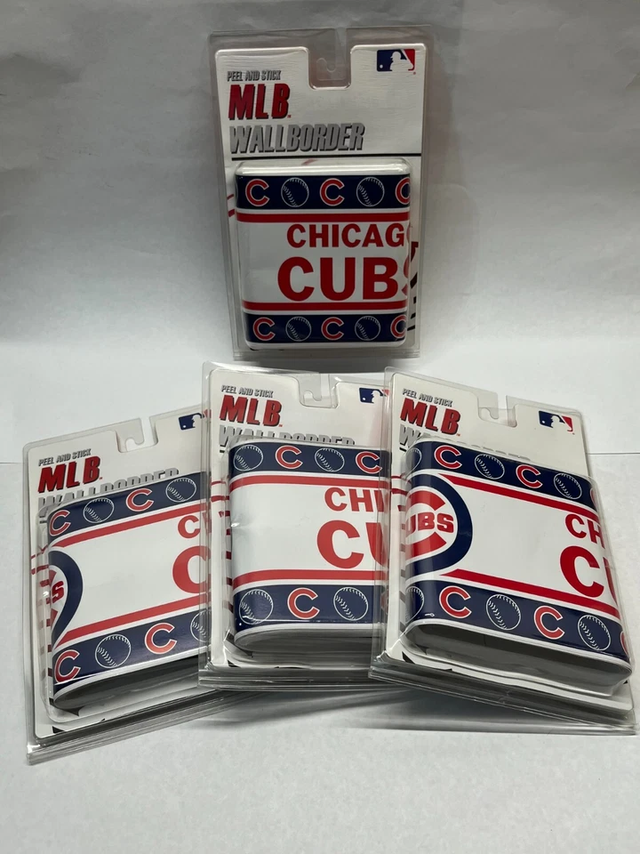 MLB CHICAGO CUBS Béisbol Autopelar Palo Pared Borde Pelar Papel Pintado Foto 1 de 3