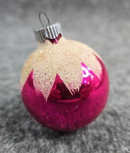 Vintage 2” SHINY BRITE Pink Snowcap Glass Christmas Ornament - Picture 1 of 6