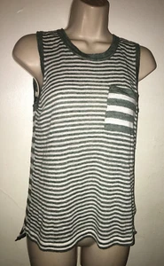 Andre Maurice Glanz Streifen Tank Top Gr. S Leinen Baumwolle Made in Italy Neu - Bild 1 von 7