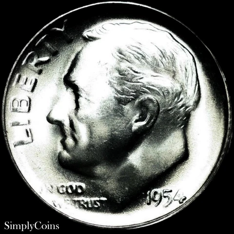 1954-S NO JS FS-901 Roosevelt Silver Dime GEM BU Uncirculated US Coin MQ Cover