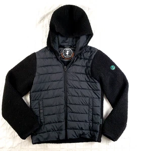 Chaqueta Save the Duck Juvenil Talla 14 Negra Lluvia Polar Cremallera Negra Con Capucha $138 - Imagen 1 de 15