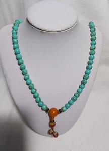 Naturales 108 pieces Turquoise beads 3eyes DZI Prayer Buddhist Mala  bracelet - Bild 1 von 5