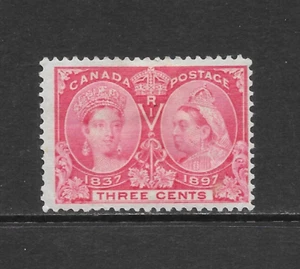 CANADA SCOTT 53 MH FINE - 1897 3c BRT ROSE ISSUE - QUEEN VICTORIA JUBILEE ISSUE - Bild 1 von 2