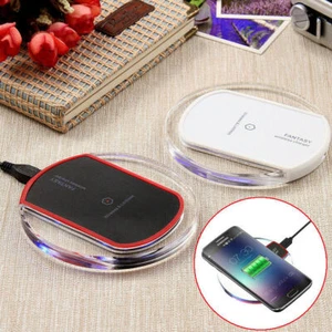 Clear Wireless Charger Pad Fast Charging Base for Samsung Galaxy Apple iPhone - Picture 1 of 12