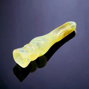 Golden Fumed Chillum Glass Pipes, White & Gold Chillums - Picture 1 of 3