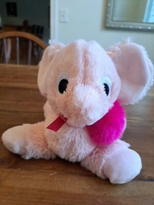 Peluche elefante rosa giocattolo Manhattan 9" 2018 collare pom pom - Foto 1 di 8
