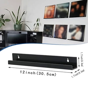 12" Black Vinyl Record Shelf Wall Mount Wall Mount Album Record Holder Display - Picture 1 of 7