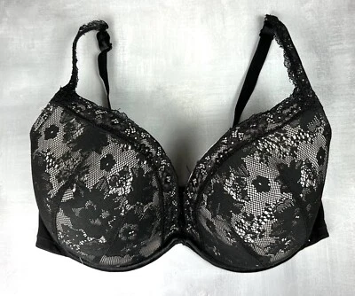 Cacique Bandeau Women’s Bra 38 DDD Black Lace 0154 - Imagem 1 de 4