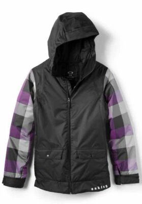 Oakley Well Known Jacket Winter Ski Snowboard Coat Hood PURPLE PLAID WOMEN LARGE - Image 1 of 4