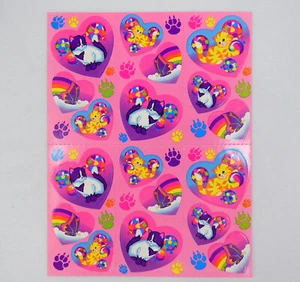 Vintage Lisa Frank Sticker Sheet S213 Cats with Balloons in Hearts - Picture 1 of 5