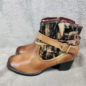 Spring Step Shoes Womens Size EU 39 US 8.5 Zhamsha Brown Leather Ankle Booties - Picture 1 of 12