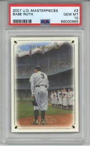 2007 UPPER DECK MASTERPIECES BABE RUTH CARD NEW YORK YANKEES PSA 10 LOW POP RARA - Foto 1 di 2