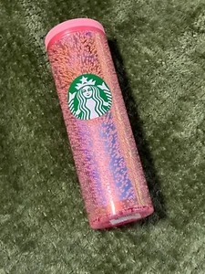 Starbucks Logo Pink Champagne Bubbles Insulated Tumbler, 16oz Rotating Lid-NEW - Picture 1 of 11