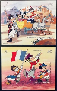 LESOTHO PHILEXFRANCE '89 DISNEY STAMPS 2 SS MNH FRENCH REVOLUTION BICENTENNNIAL - Picture 1 of 3