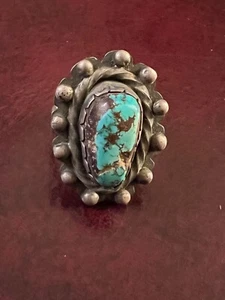 Vintage Sterling Silver Turquoise Southwest Ring Size 6 - Picture 1 of 6