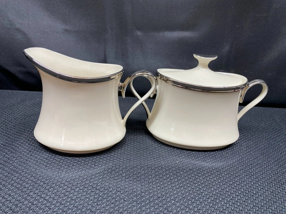 Lenox «SOLITAIRE» платиновый ~ США ~ сливочник и сахарница с крышкой - Изображение 1 из 4