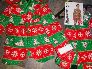 SUITMEISTER Boy's SMALL 4-6 snowflake xmas trees Print UGLY CHRISTMAS SUIT - Picture 1 of 5