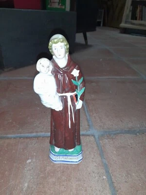 St. Antonius Hl. Antonius Porzellanfigur mit Kind Jesuskind alt antik 27 cm  - Bild 1 von 4