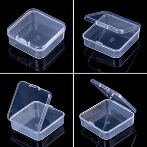 Small Transparent Plastic Storage Box Clear Square Multipurpose Display Case - Picture 1 of 17
