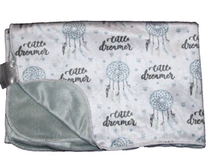 SL Home LITTLE DREAMER Dreamcatcher Blue Gray White Baby Blanket Feather Arrow - Picture 1 of 3