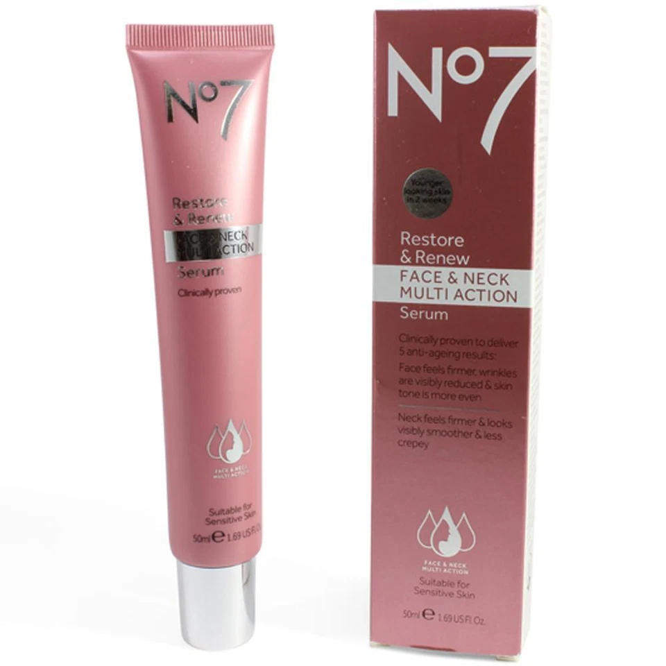 Suero multiacción facial y cuello No7 Restore & Renew 1,69 oz (NUEVO EN CAJA) Foto 1 de 1