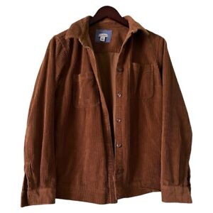 LL Bean Wide Whale Corduroy Shirt Jacket Shacket Womens Size Small  Brown
