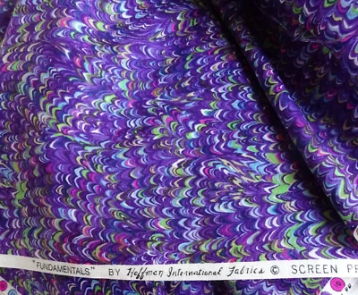 Hoffman International Fabrics "Fundamentals" Bright Purple, green & pink 2 yds - Image 1 of 3