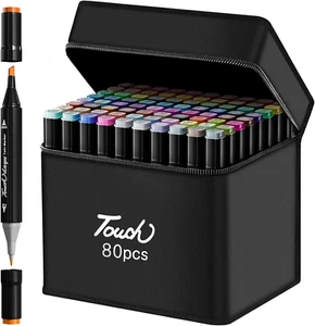 Alcohol Markers Dual Tip - 80 Colors Art Marker Set Double Tipped for Painting, - Picture 1 of 6