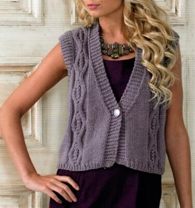 Cute ladies Cable Detail Waistcoat Chunky Knitting Pattern 28-46 in - Picture 1 of 1
