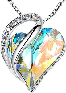 Gift Necklaces for Women, Infinity Love Heart Pendant with Birthstone Crystals, - Picture 1 of 12