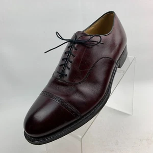 Johnston Murphy Oxford Burgundy Leather Cap Round Toe Lace Up Shoes Size 10.5EEE - Picture 1 of 11