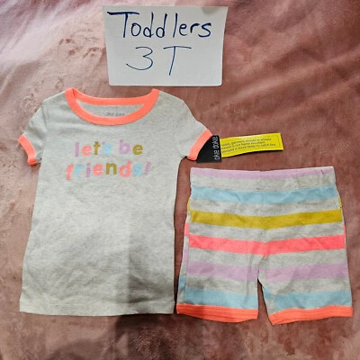 Nuevo Conjunto de 2 Pijamas Camisa y Top Niñas Pequeñas 3T Okie Dokie Let's Be Friends Nuevo con Etiquetas Foto 1 de 4