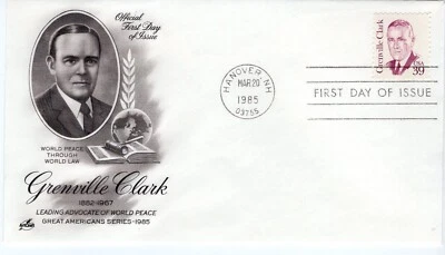 USPS FDC #1867 1985 39c Grenville Clark Great Americans ArtCraft ST2686 - Image 1 of 2