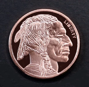 Indian Head Buffalo 1 oz. Reines Kupfer rund, .999, Vinyl Flip, USA - kostenloser Versand - Bild 1 von 4